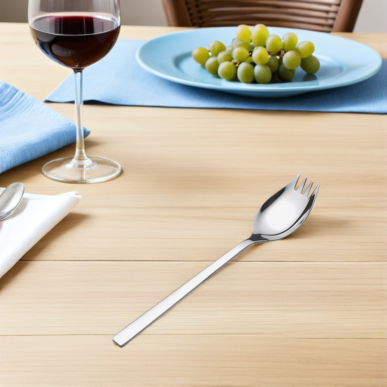 Camp Spork Set - ชุดช้อนส้อมสแตนเลส 4 ชิ้น ด้ามยาว สำหรับของหวาน ซุป
