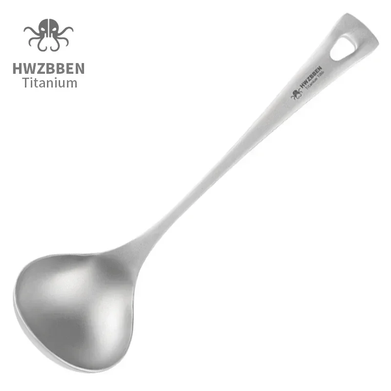 Camping Cooking Unit - ช้อนซุปไททาเนียมกลางแจ้ง hwzbben มีด้ามยาวเครื่องใช้บนโต๊ะอาหารสำหรับตั้งแคมป์ทำอาหารแบบพกพา Ti86รับประทานอาหารในครัว