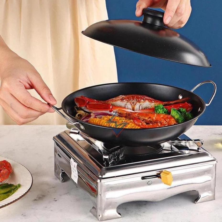 Camping Cooking Alcohol - เตาแอลกอฮอล์แบบเหลว 1 ชิ้น พร้อมฝาปิด หม้อสแตนเลสสำหรับทำอาหารแห้ง ใช้ในครัวเรือน