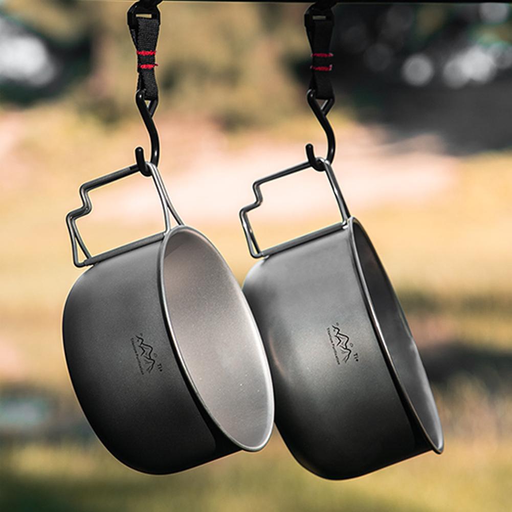 Mess Kit Titanium - หม้อตั้งแคมป์ไทเทเนียมน้ำหนักเบาพิเศษ 15/10.5 ซม. พร้อมด้ามจับ สำหรับแบ็คแพ็ค ปีนเขา