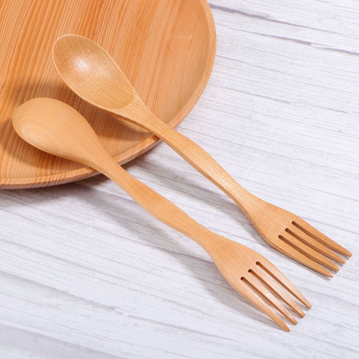Camp Spork Set - ชุดช้อนส้อมไม้ไผ่สำหรับเด็ก 2 ชิ้น ชุดช้อนส้อมขนาดเล็กสำหรับเดินทาง แคมป์ปิ้ง ปลอดภัย