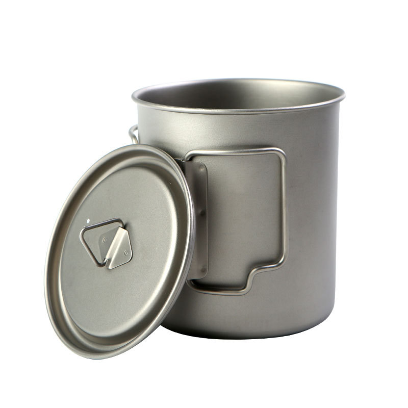Camping Cooking Gear - แคมป์ปิ้งถ้วยไทเทเนียม 450ml 550ml 650ml 750ml Ti