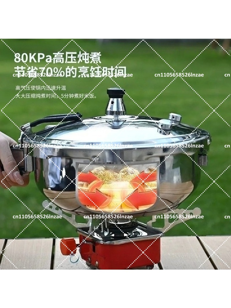 Camping Cooking Meals - หม้ออัดแรงดันสำหรับแคมป์ปิ้ง ทำจากสแตนเลส พร้อมวาล์วป้องกัน สำหรับการบรรจุกระป๋องและอาหารกลางแจ้ง