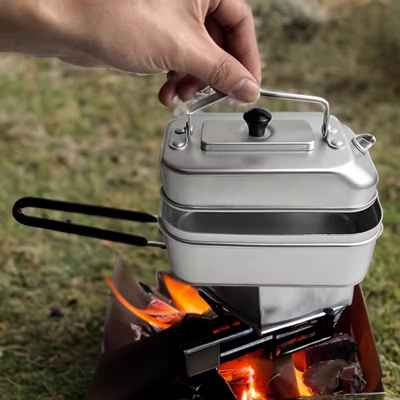 Camping Cooking Utensil Set - กาน้ำชาแบบพกพาสำหรับปิกนิกการตั้งแคมป์ท่องเที่ยวกาต้มน้ำรับประทานอาหารกลางแจ้งตกปลาแคมป์เดินป่ากาต้มน้ำในครัว