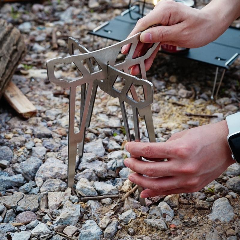 Camping Cooking Pot Tripod - ฐานเตาแคมป์ 55kd สำหรับการทำอาหารกลางแจ้งสแตนเลสขาตั้งขาตั้งขาตั้งกล้องสำหรับลานอวกาศอวกาศชั้นวางหม้อ