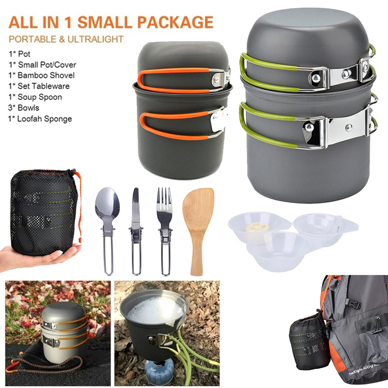 Camping Cooking Utensil Set - ใหม่หม้อตั้งแคมป์แบบพกพากลางแจ้งชุดเดินป่าปิคนิคบาร์บีคิวทำอาหารพับเครื่องครัวช้อนมีดอุปกรณ์