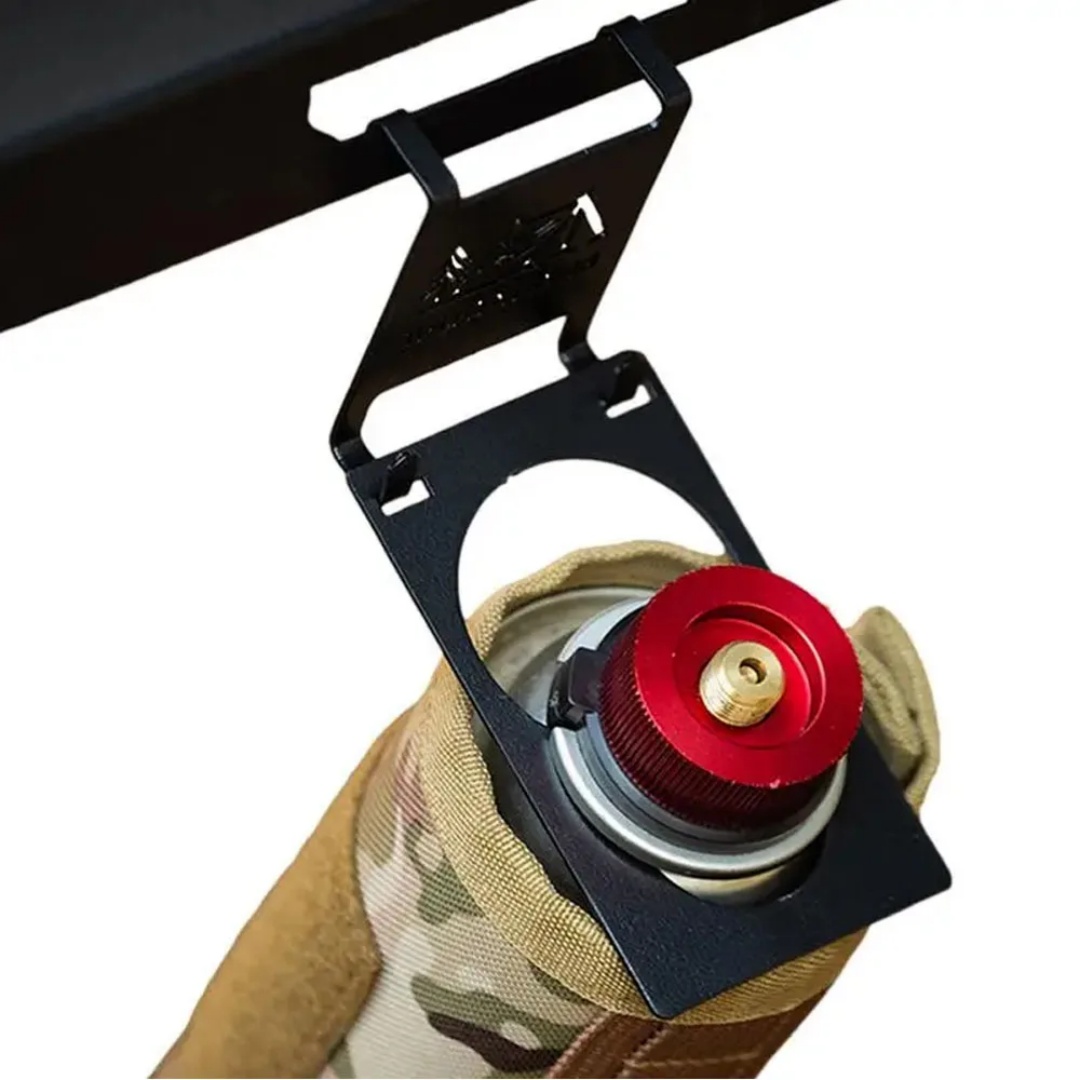Camping Cooking Hanger - ตะขอแขวนถังแก๊ส, ตะขอแขวนกระป๋องแก๊ส, อุปกรณ์เสริมถังแก๊ส, อุปกรณ์ตั้งแคมป์กลางแจ้งสำหรับโต๊ะแคมป์ปิ้ง, คลิปแขวนเหล็ก