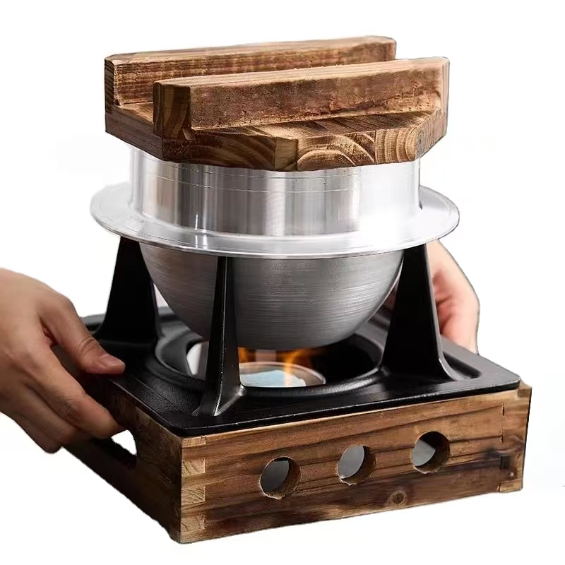 Camping Cooking Alcohol - หม้อหุงข้าวแบบญี่ปุ่น ใช้เตาแอลกอฮอล์ หม้อหุงข้าวสำหรับตั้งแคมป์ อุปกรณ์ทำข้าวกลางแจ้ง พกพาสะดวก ใช้สำหรับนึ่งข้าว