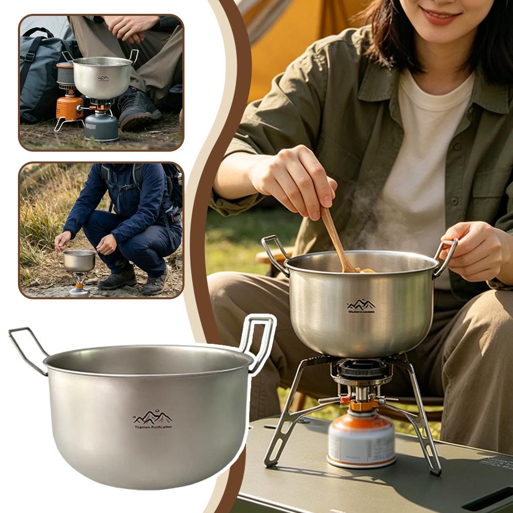 Camping Cooking Noodles - หม้อตั้งแคมป์กลางแจ้งโลหะผสมไทเทเนียม หม้อซุปอเนกประสงค์แบบพับได้ หม้อซุปน้ำหนักเบาสำหรับทำอาหารบะหมี่ หม้อไฟ