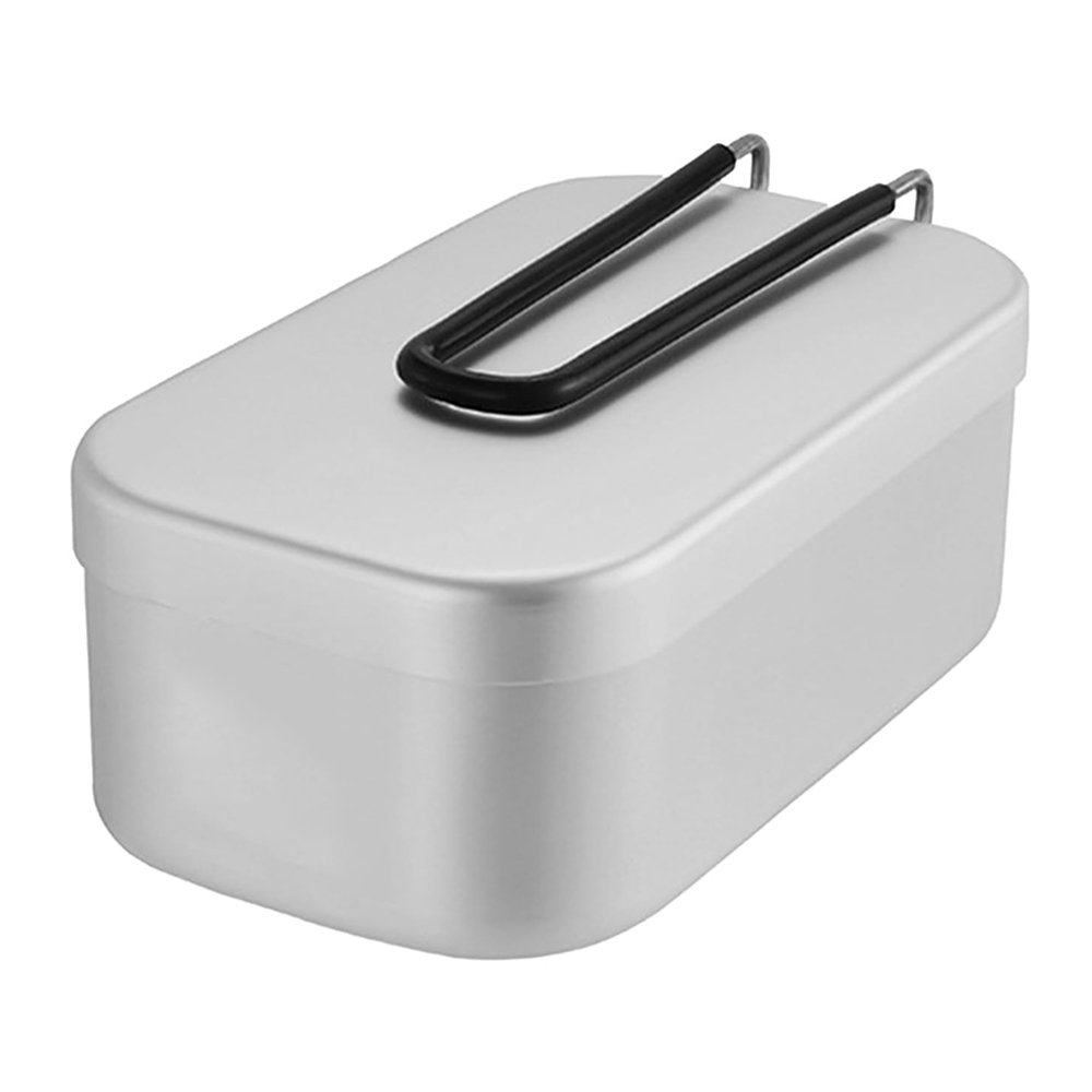 Camping Cooking Container - 800ML อลูมิเนียมกล่องอาหารกลางวันกลางแจ้ง Camping เครื่องครัวบนโต๊ะอาหารพับจับกล่องปิคนิคทําอาหารกล่อง Bento สําหรับเดินป่า