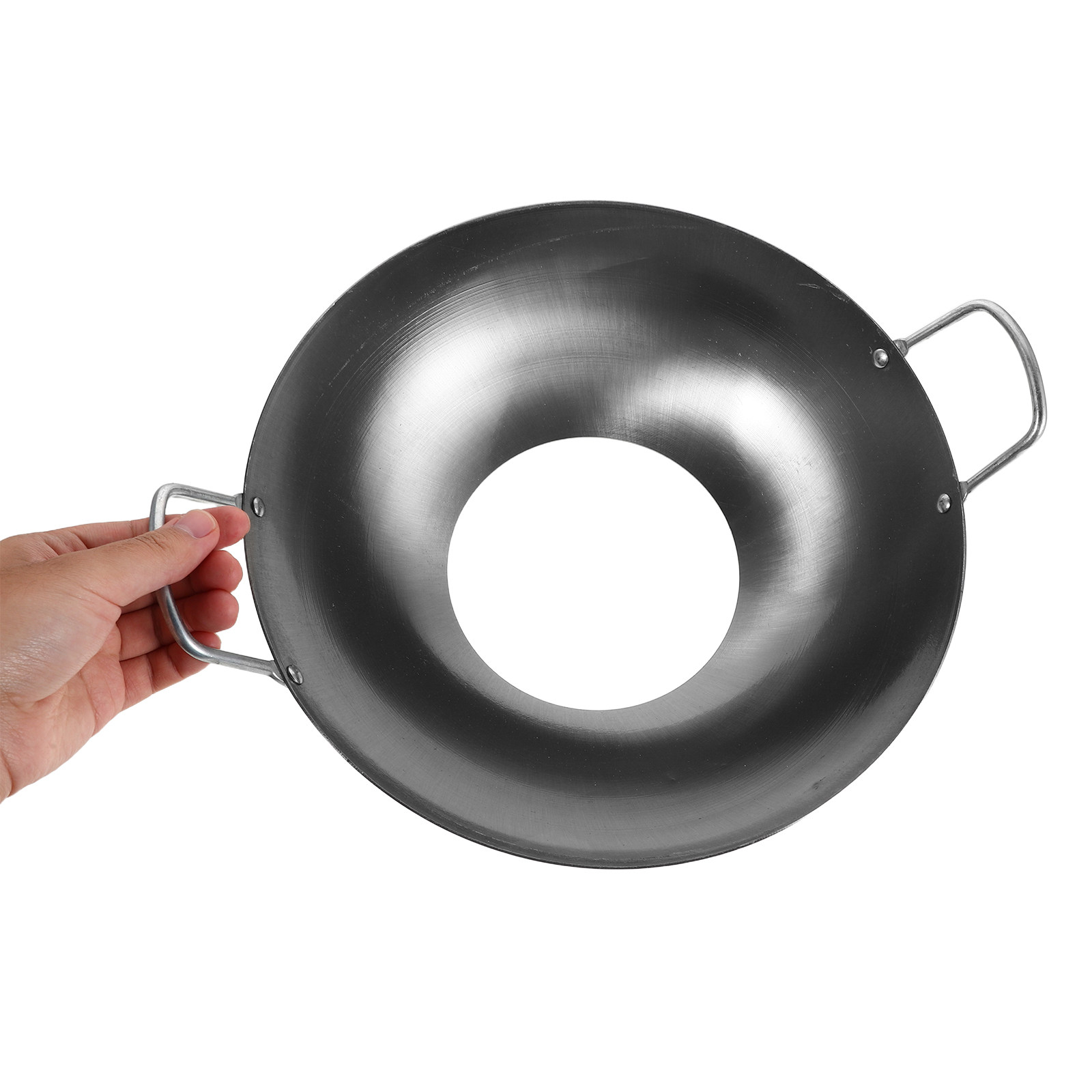 Camping Cooking Ring - วงแหวนเหล็กสำหรับกระทะ ป้องกันการลื่น ใช้กับเตาแก๊สได้ มีหูจับสองข้าง ป้องกันลม ฐานรองเตาแบบเปิด