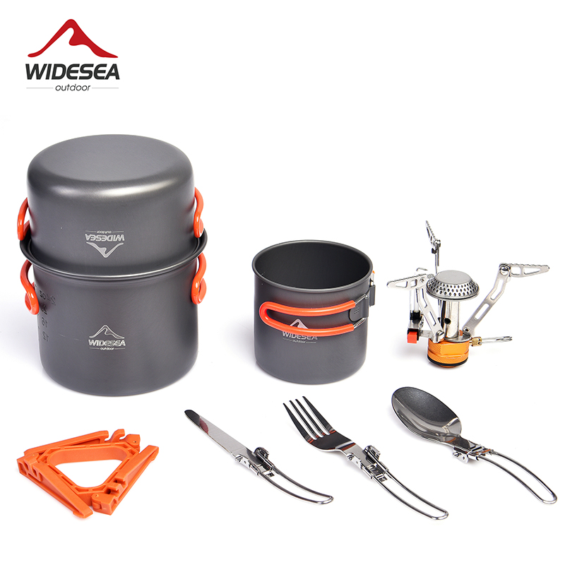 Camping Cooking Full Set - Set Alat masak ตั้งแคมป์แบบกว้างชุดกาน้ำพกพาเตาส้อมมีดพับได้อุปกรณ์บนโต๊ะอาหารกลางแจ้ง