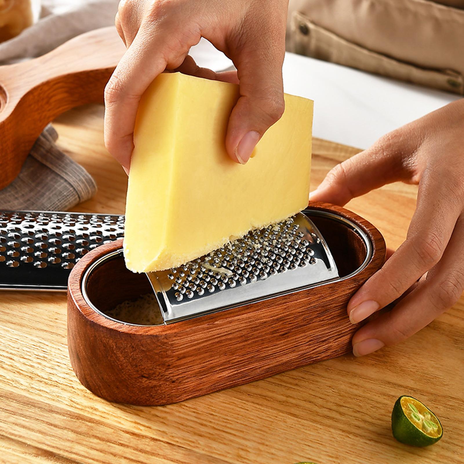 Camping Cooking Meals - ที่ขูดชีส อุปกรณ์หั่นชีสในครัวพร้อมภาชนะไม้ ที่ขูดชีสสำหรับทำอาหารที่บ้าน เตรียมอาหาร ทำสลัด และตั้งแคมป์