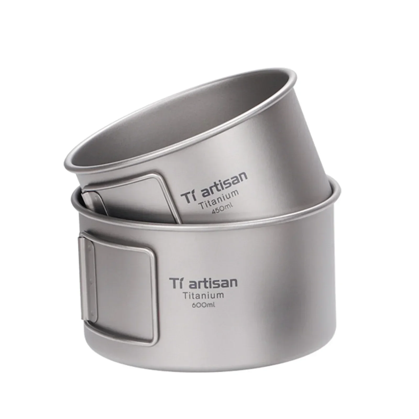 Camping Cooking Container - ชามไทเทเนียมพับชาม 450 ml/600 ml ไม่มีฝาปิด/พร้อมฝาปิดอาหารค่ําอาหารกลางแจ้ง Pan