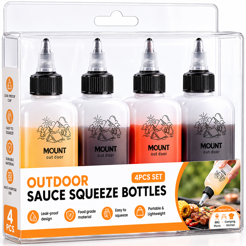 Camping Cooking Oil Bottle - ขวดน้ำมันมะกอกสำหรับตั้งแคมป์และปิ้งย่างกลางแจ้ง พร้อมหัวจ่ายแบบเรียวและซีลกันรั่ว ขวดจ่ายเครื่องปรุงแบบพกพา 1-4 ชิ้น