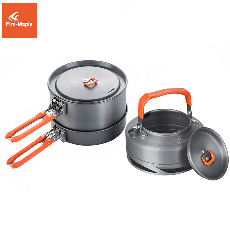 Camping Cooking Utensil Set - Fire Maple Camping เครื่องครัวจาน Camp ชุดทําอาหารเดินป่าแลกเปลี่ยนความร้อนหม้อกาต้มน้ํา