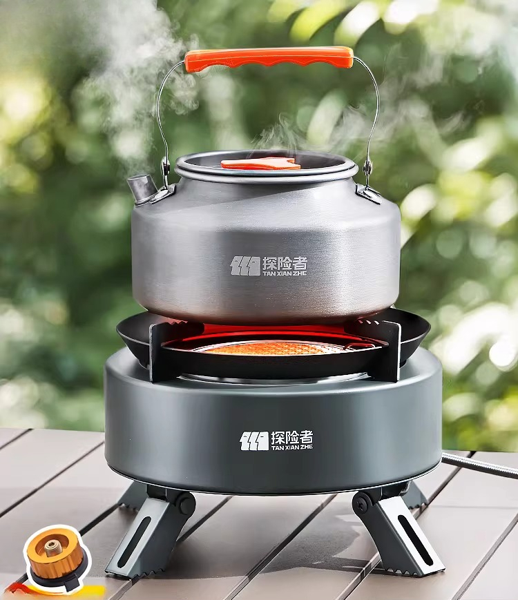 Camping Cooking Gas Stove Portable Tool - เตาแก๊สพกพาแบบแยกส่วน สำหรับตั้งแคมป์ปิกนิกกลางแจ้ง ชุดอุปกรณ์เตาแก๊สแบบกันลม ไม่มีถังแก๊ส