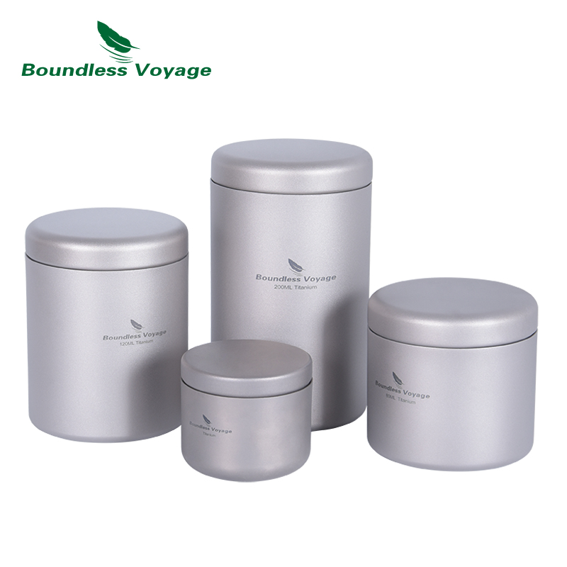 Mess Kit Titanium - Boundless Voyage Titanium ชาแคดดี้กระป๋องกลางแจ้งแบบพกพา Toples Kaleng