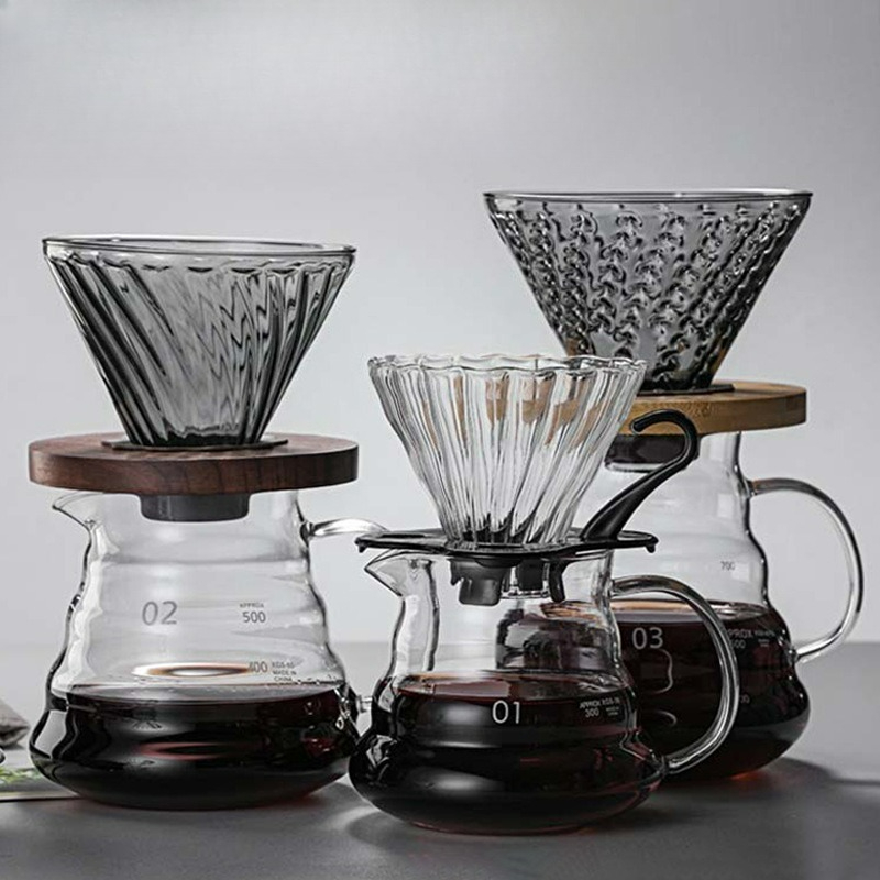 Camping Cooking Gear - ชุดเครื่องชงกาแฟแบบดริป แก้วโบโรซิลิเกตทนความร้อนสูง พร้อมกาน้ำสำหรับดริปกาแฟ สำหรับใช้ในบ้าน ร้านกาแฟ ร้านอาหาร