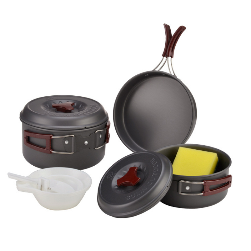 Camping Cooking Set Compact - ชุดเครื่องครัวพกพาขนาดกะทัดรัดสำหรับตั้งแคมป์กลางแจ้ง หม้อ กระทะ กาต้มน้ำแบบพับได้ ชุดอุปกรณ์ปิกนิกสำหรับแบ็คแพ็ค ชุดอุปกรณ์ทำอาหารสำหรับเดินป่า