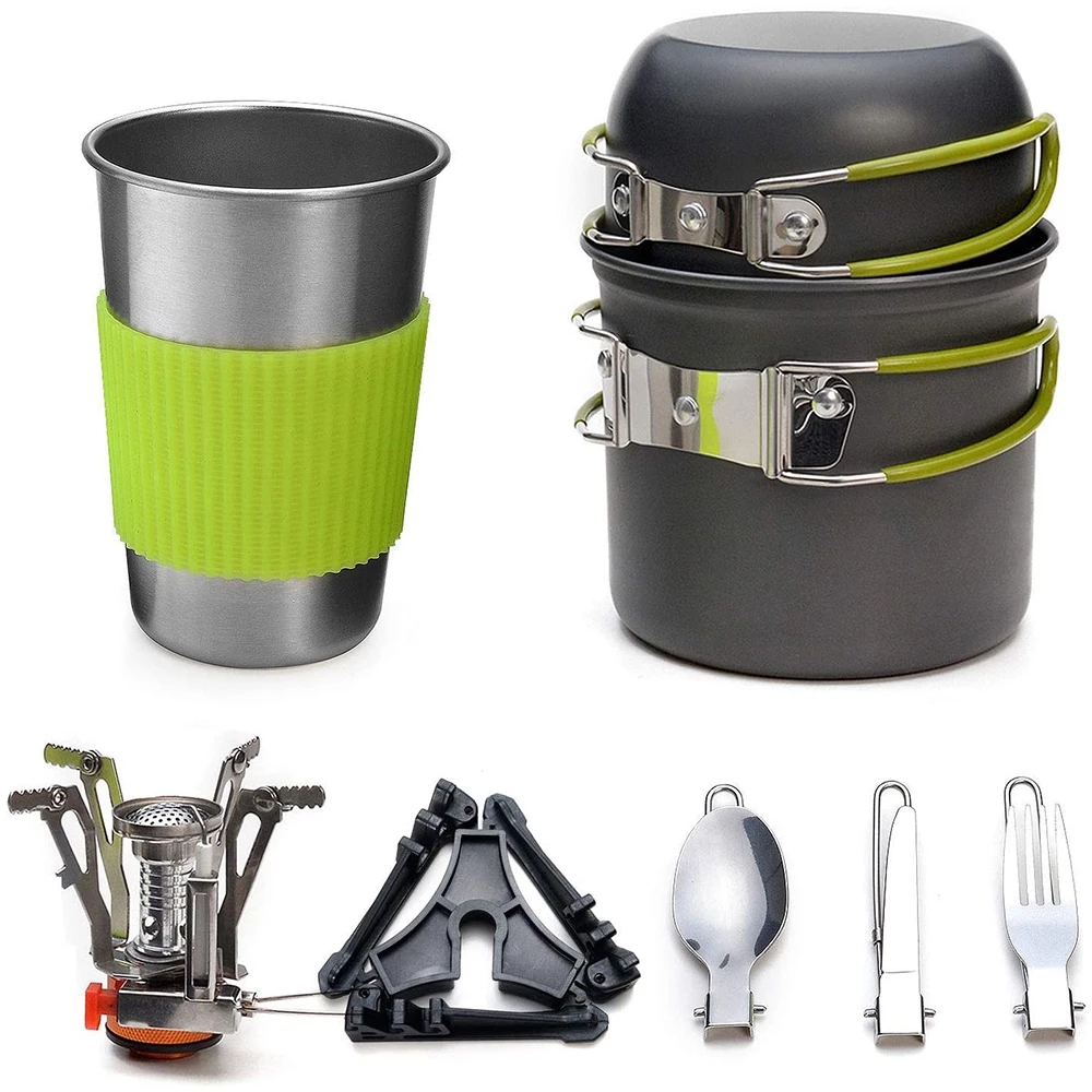 Camping Cooking Utensil Set - ชุดเครื่องครัวตั้งแคมป์พร้อมเตาชุดทําอาหารกลางแจ้งหม้อกลางแจ้งบนโต๊ะอาหารท่องเที่ยวห้องครัวเดินป่าปิคนิคบาร์บีคิว
