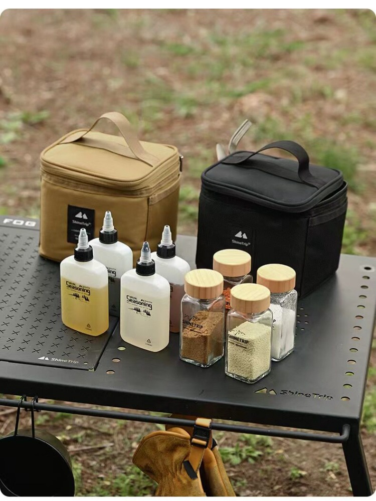 Camping Cooking Oil Bottle - ชุดขวดเครื่องปรุงรส ถุงเก็บแบบพกพา ขวดน้ำมัน ขวดใส่เครื่องปรุงรส สำหรับการตั้งแคมป์กลางแจ้ง ปิกนิก