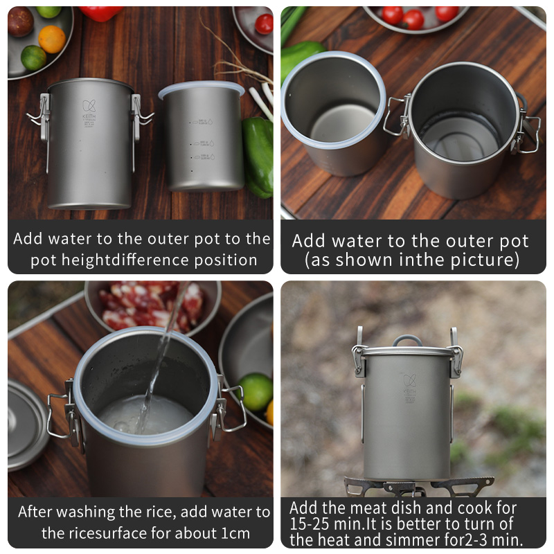 KEITH หม้อหุงข้าวไทเทเนียมบริส - Camping Cooking Gear บทวิจารณ์และราคา
