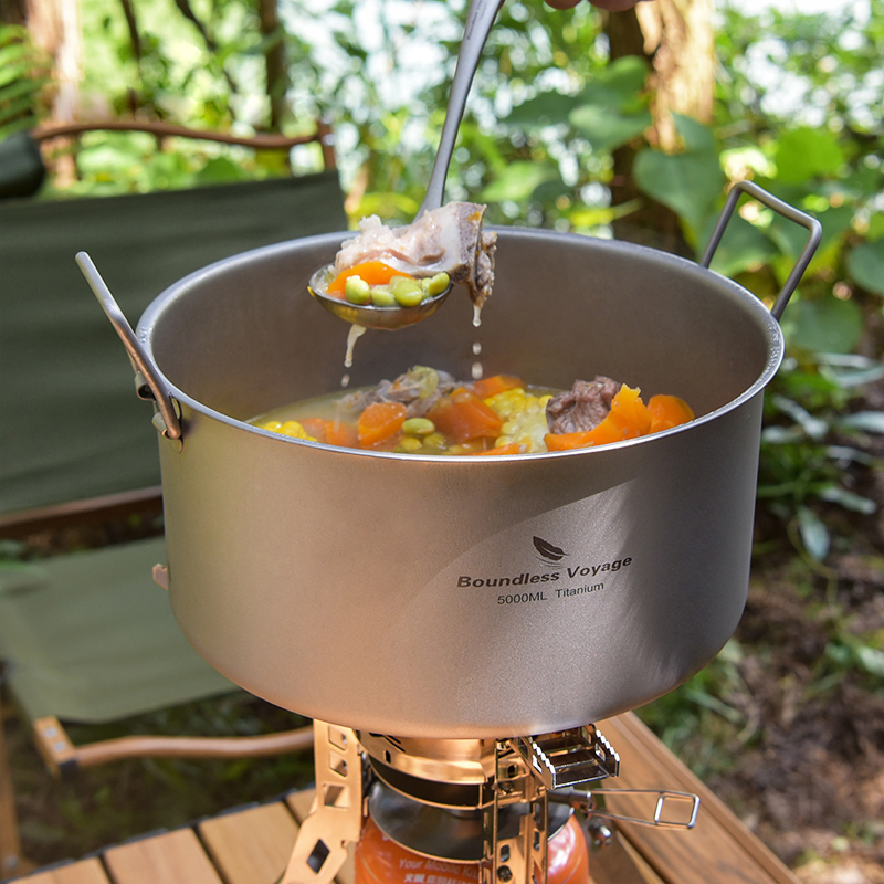 หม้อไทเทเนียมไร้ขอบเขตการเดินท - Camping Cooking Gear บทวิจารณ์และราคา