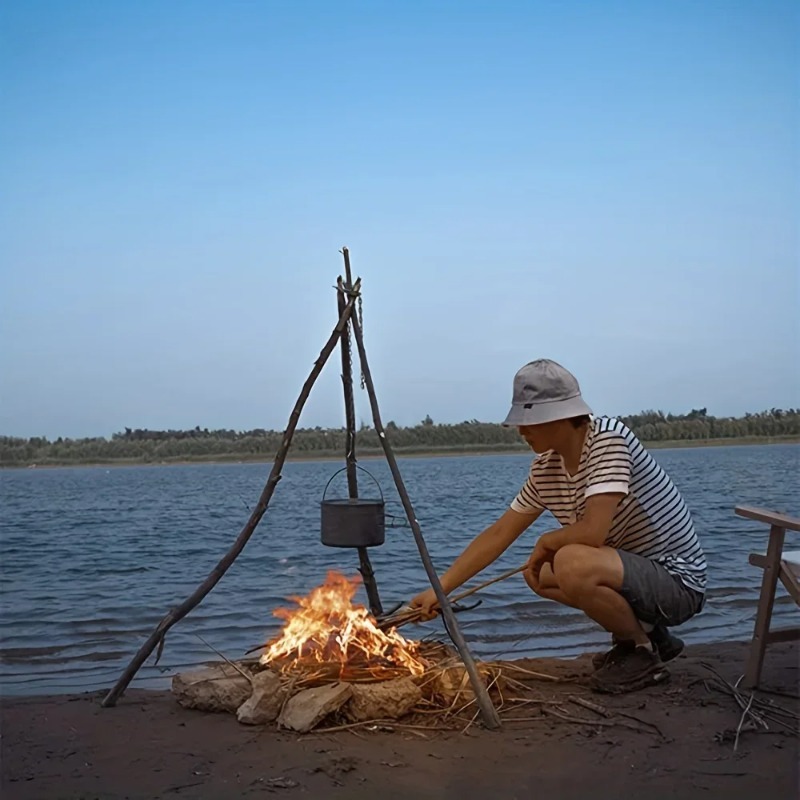 ชุดขาตั้งหม้อสแตนเลสแบบพกพาสำห - Camping Cooking Pot Tripod บทวิจารณ์และราคา