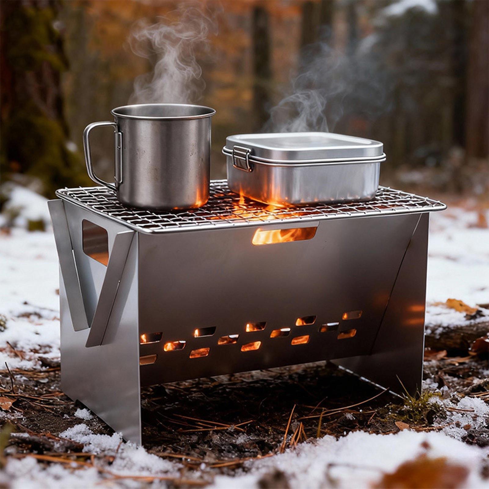 เตาถ่านพับได้แบบพกพา สเตนเลสสต - Camping Cooking Set Compact บทวิจารณ์และราคา