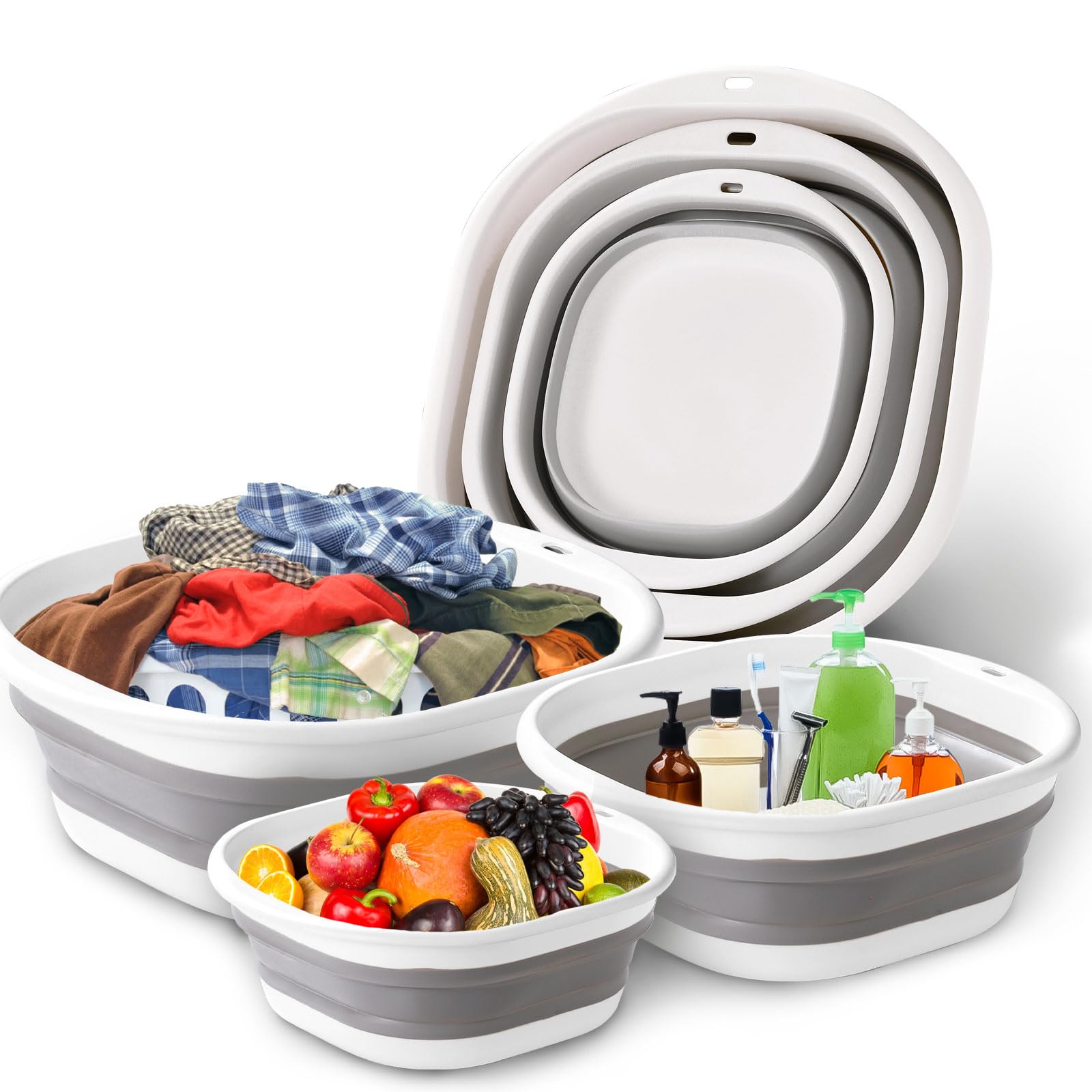 3 แพ็คพับอ่างอ่างล้างหน้าตะกร้ - Camping Cooking Meals บทวิจารณ์และราคา