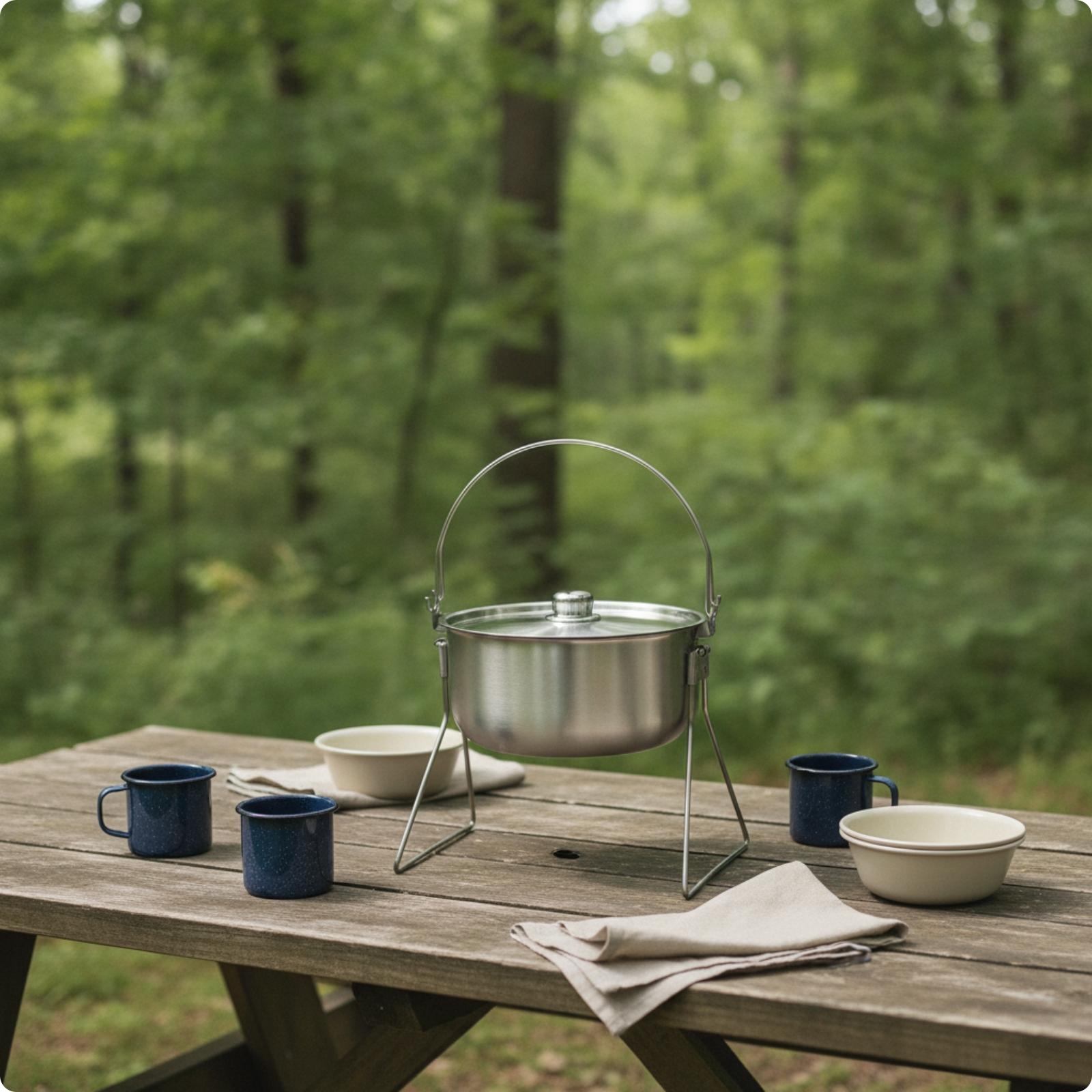 หม้อพร้อมขาตั้งสามขา หม้อแคมป์ - Camping Cooking Pot Tripod บทวิจารณ์และราคา