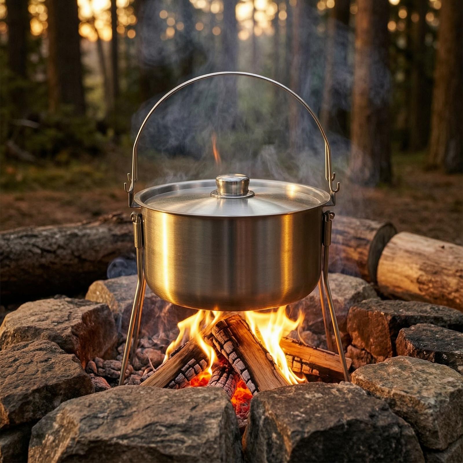 หม้อพร้อมขาตั้งสามขา หม้อแคมป์ - Camping Cooking Pot Tripod บทวิจารณ์และราคา