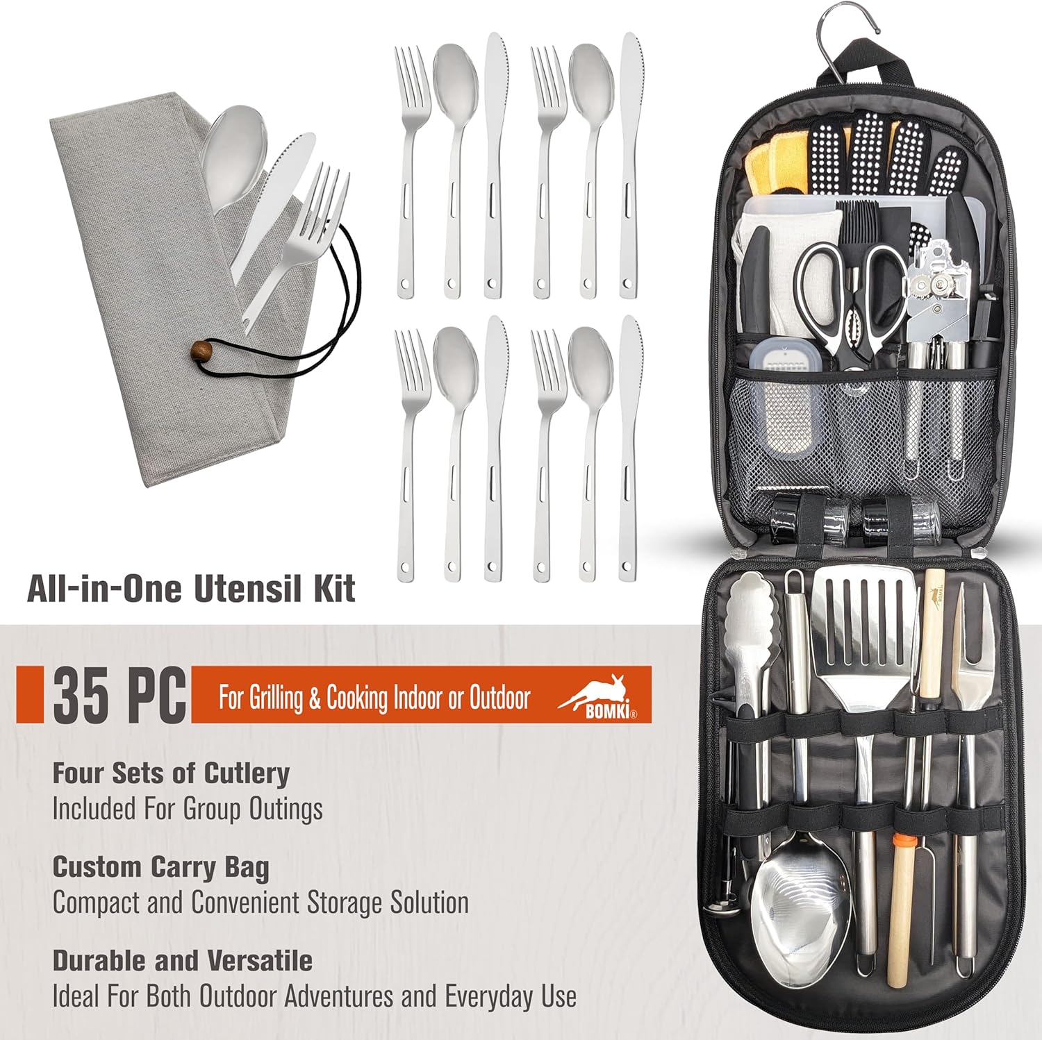 ชุดอุปกรณ์ทำอาหารสำหรับแคมป์ปิ - Camping Cooking Essentials Kit บทวิจารณ์และราคา