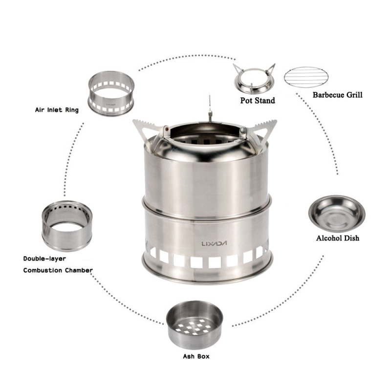 Lixada เตาไม้สแตนเลสสำหรับตั้ง - Camping Cooking Alcohol บทวิจารณ์และราคา