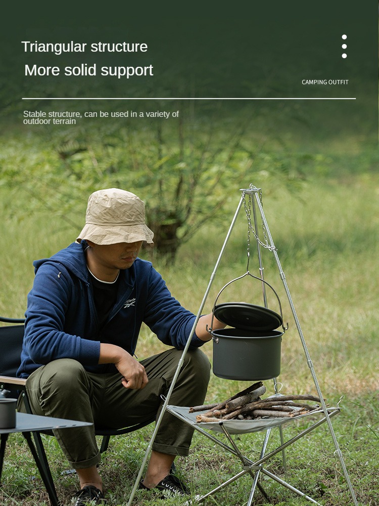 โครงเหล็กสามขาสำหรับตั้งแคมป์บ - Camping Cooking Pot Tripod บทวิจารณ์และราคา