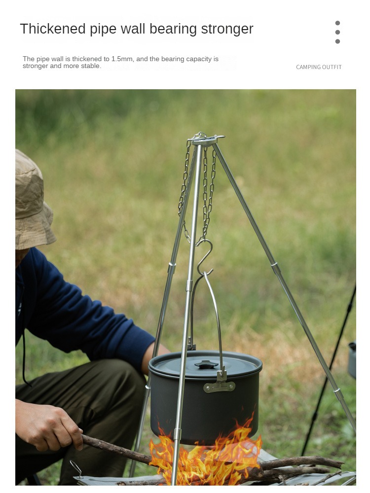 โครงเหล็กสามขาสำหรับตั้งแคมป์บ - Camping Cooking Pot Tripod บทวิจารณ์และราคา