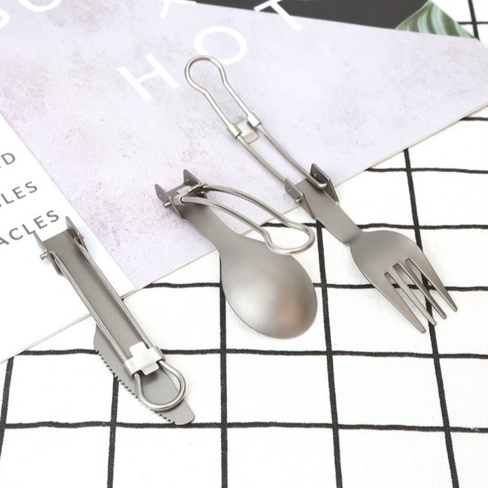 ชุดช้อนส้อมพับได้ไทเทเนียมขัดเ - Camp Spork Set บทวิจารณ์และราคา