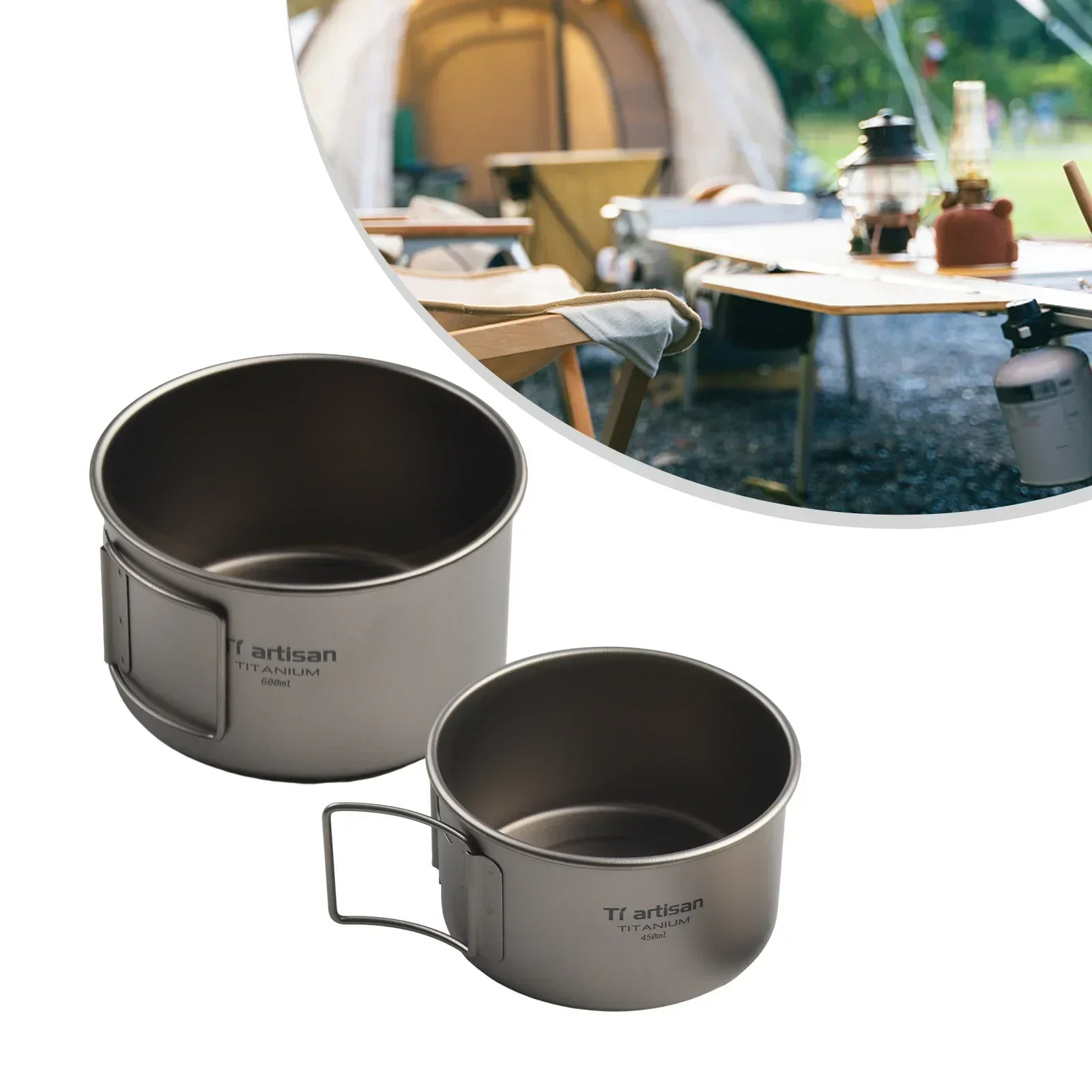 ชามไทเทเนียมพับชาม 450 ml/600  - Camping Cooking Container บทวิจารณ์และราคา