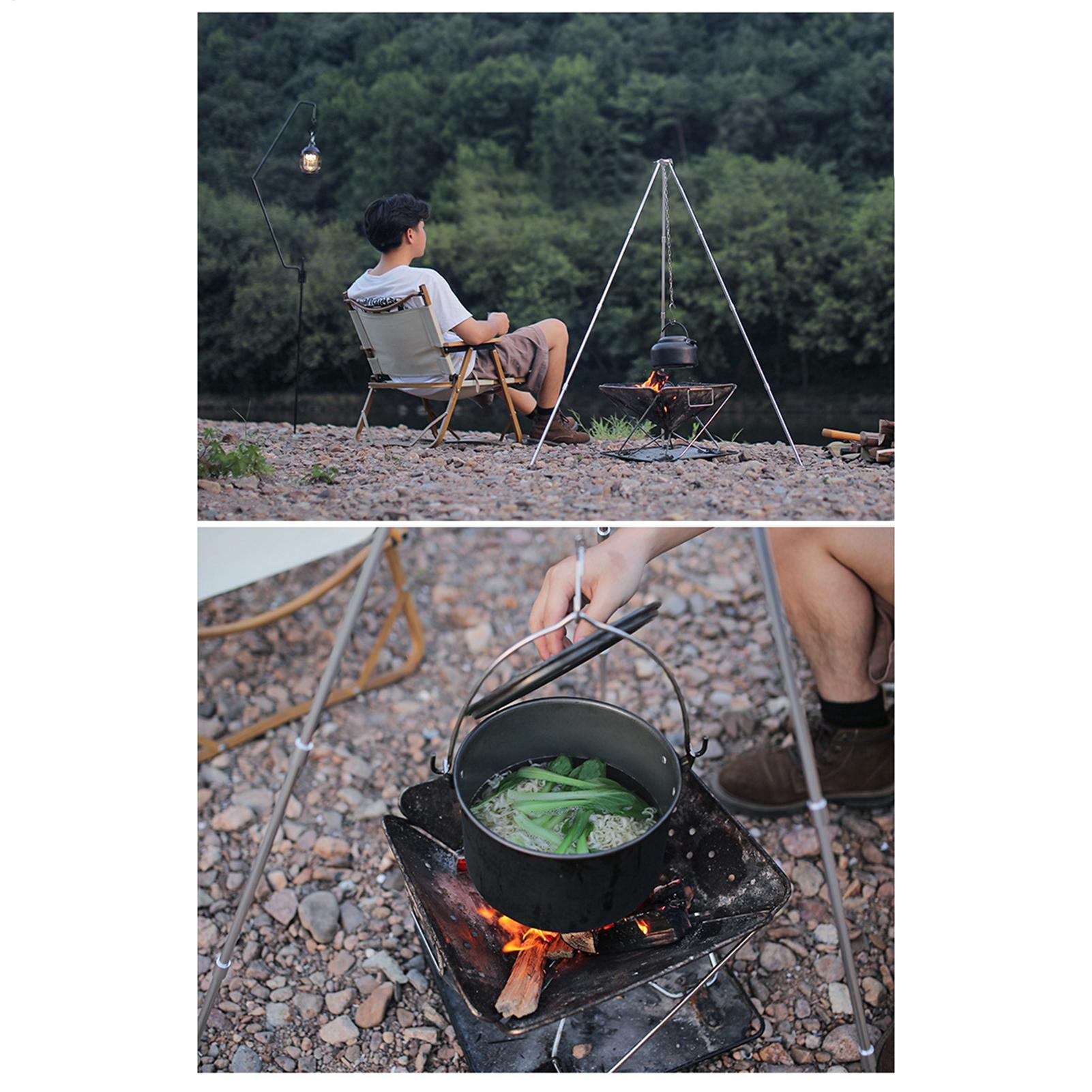 ขาตั้งเตาไฟกลางแจ้งแบบพกพาขนาด - Camping Cooking Pot Tripod บทวิจารณ์และราคา