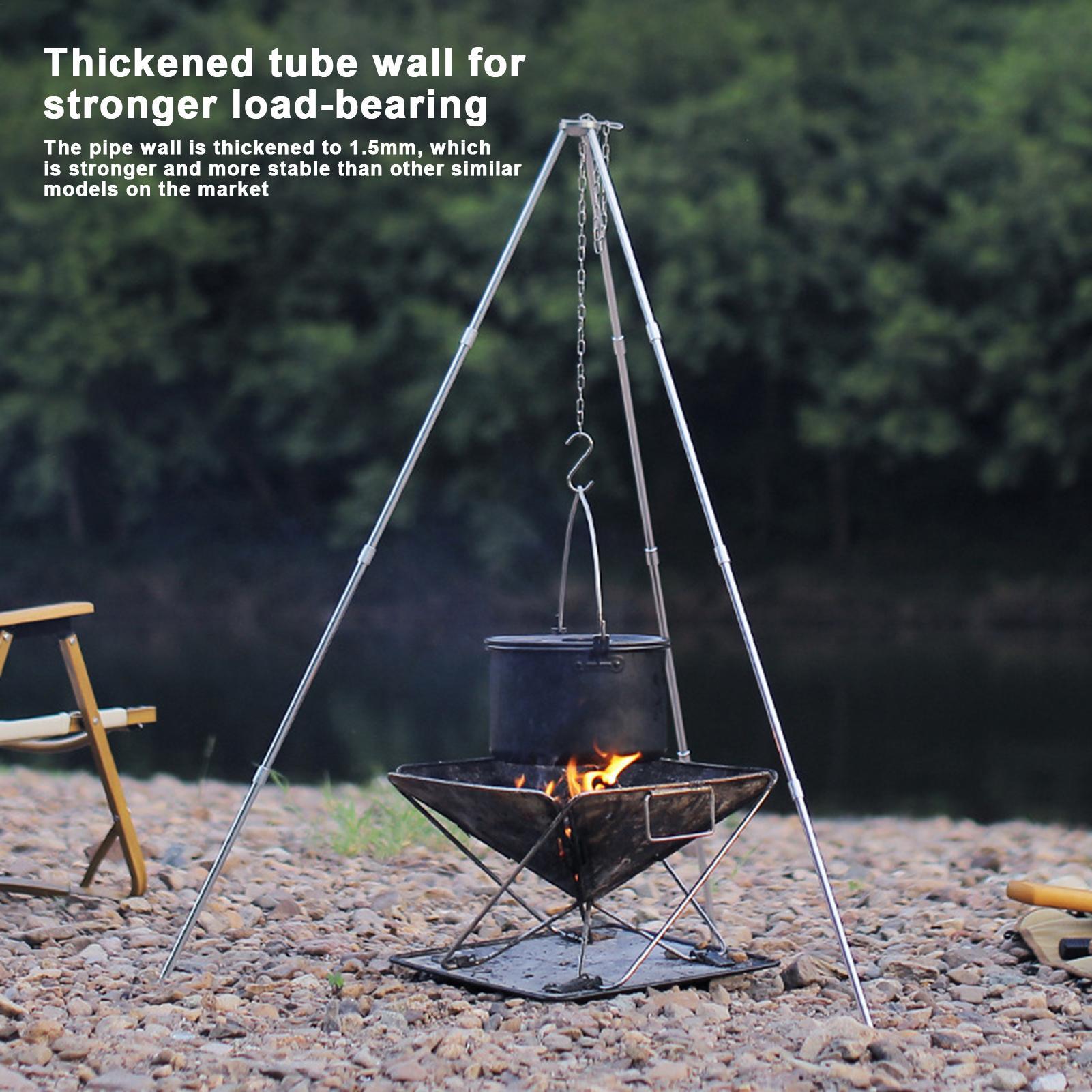ขาตั้งเตาไฟกลางแจ้งแบบพกพาขนาด - Camping Cooking Pot Tripod บทวิจารณ์และราคา