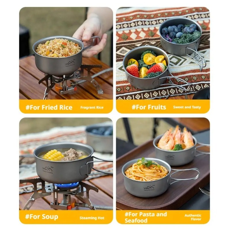 หม้อตั้งแคมป์ไทเทเนียมน้ำหนักเ - Camping Cooking Noodles บทวิจารณ์และราคา