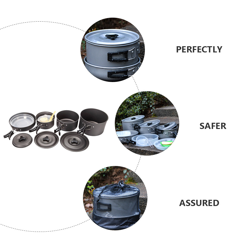 1 ชุดชุดเครื่องครัวแคมป์ปิ้งขน - Camping Cooking Set Compact บทวิจารณ์และราคา